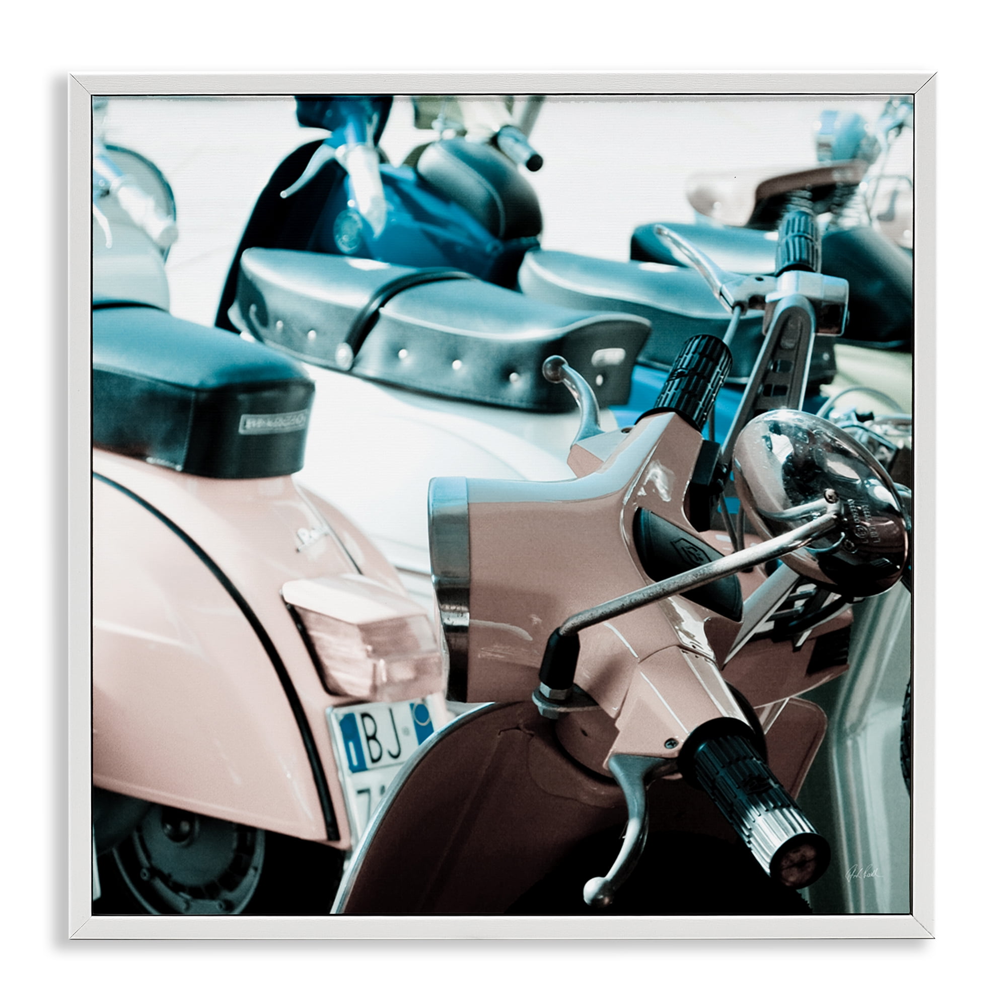Stupell Industries Retro Italian Scooter Transportation Photography White Framed Art Print Wall Art, 17 x 17