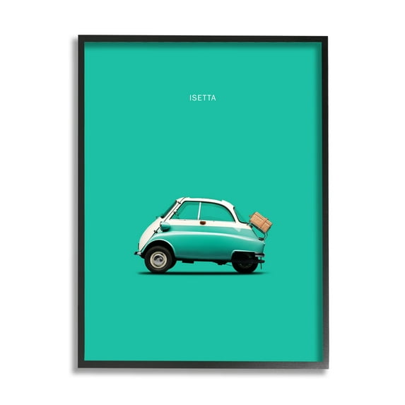 Stupell Industries Retro Italian Vehicle Isetta Turquoise Green European Car, 11 x 14, Design by Mark Rogan
