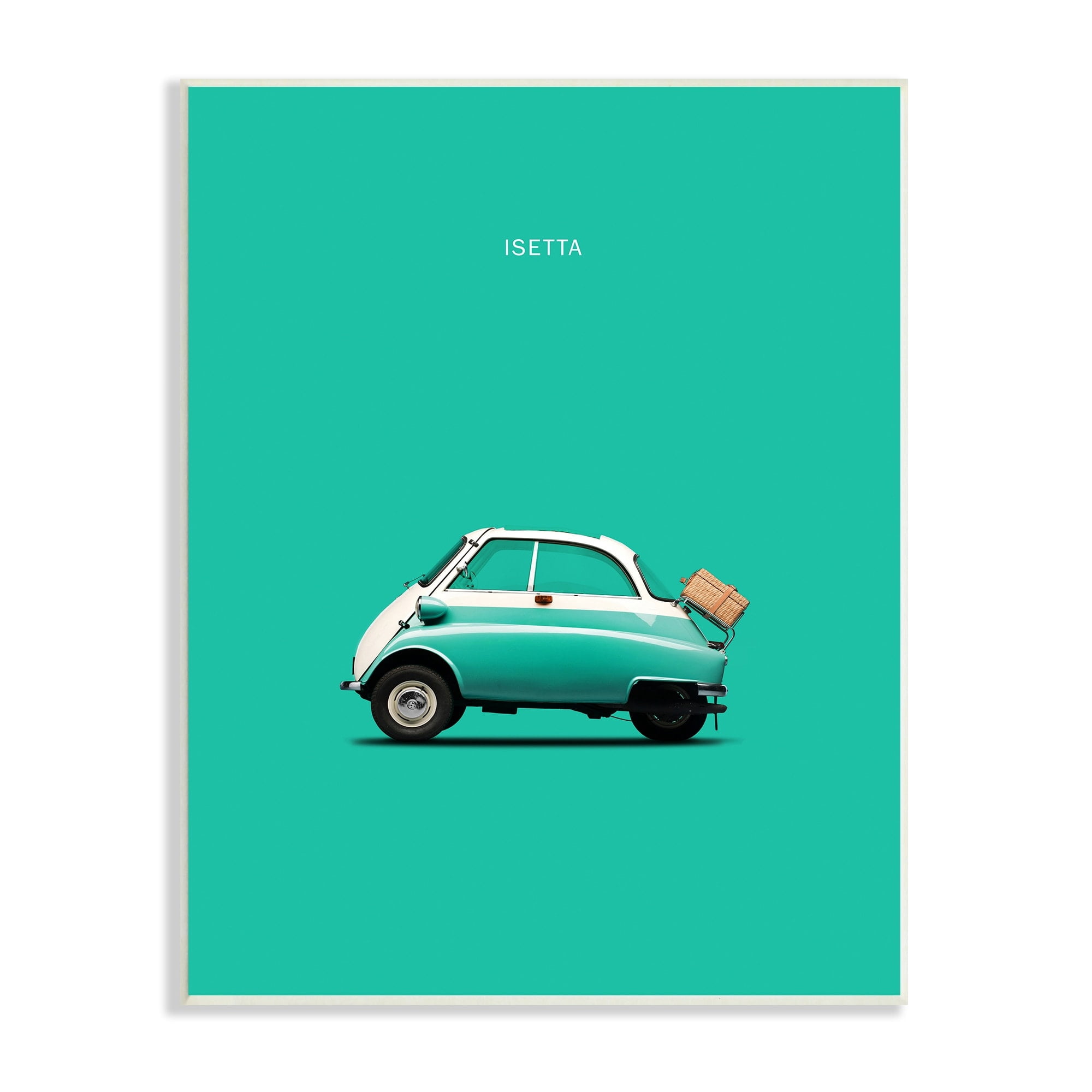 Stupell Industries Retro Italian Vehicle Isetta Turquoise Green European Car, 13 x 19, Design by Mark Rogan