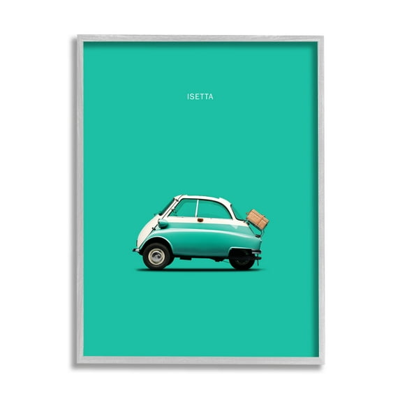 Stupell Industries Retro Italian Vehicle Isetta Turquoise Green European Car, 24 x 30, Design by Mark Rogan