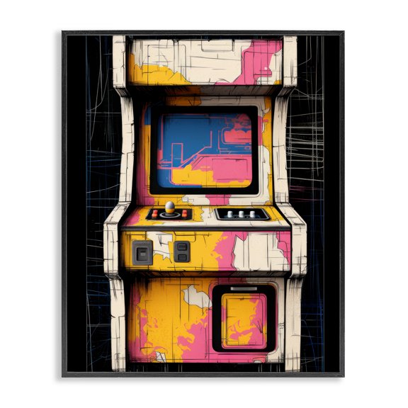 Retro Joystick Journeys Black Framed Giclee Art, 24 x 30, Made In USA