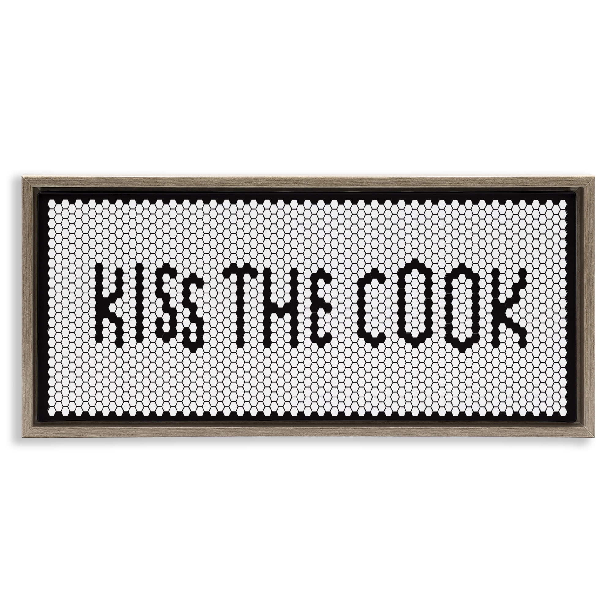 Stupell Industries Retro Kiss The Cook Brown Framed Floater Canvas Wall Art, design by Elizabeth Medley