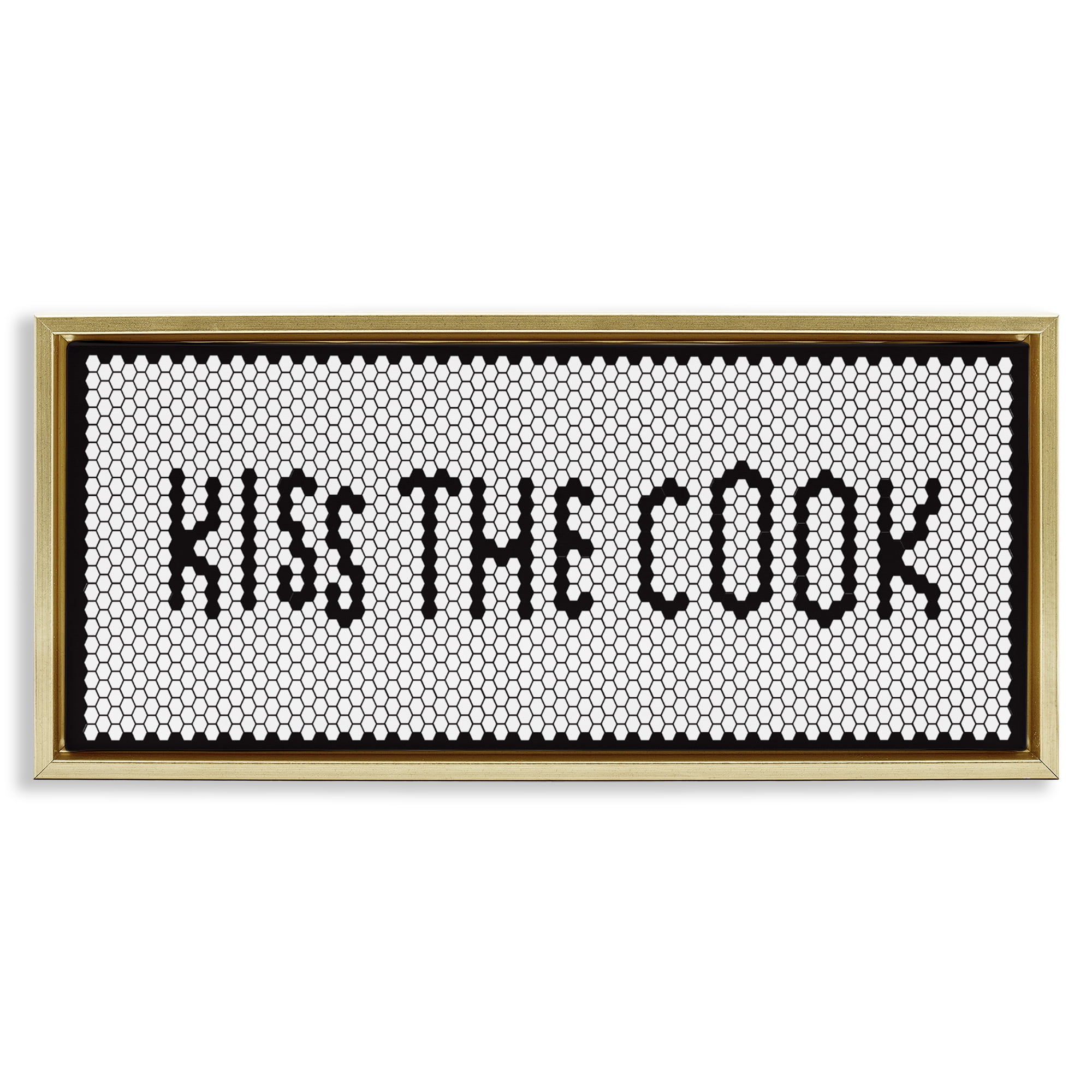 Stupell Industries Retro Kiss The Cook Gold Framed Floater Canvas Wall Art, design by Elizabeth Medley