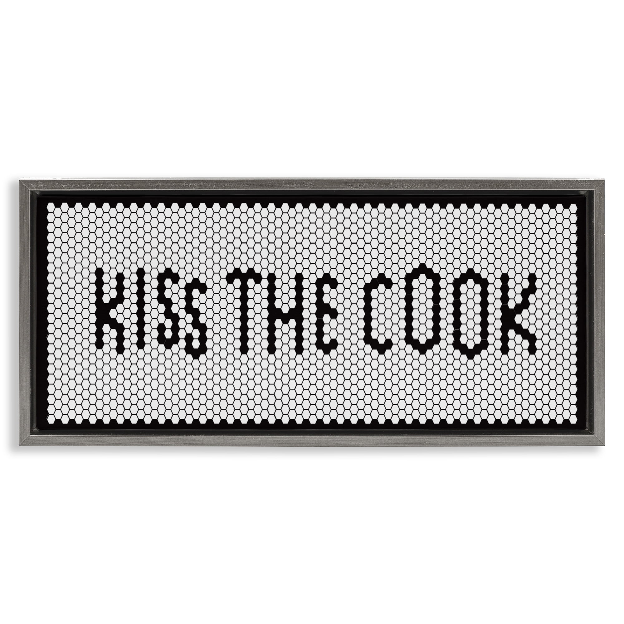 Stupell Industries Retro Kiss The Cook Gray Framed Floater Canvas Wall Art, design by Elizabeth Medley