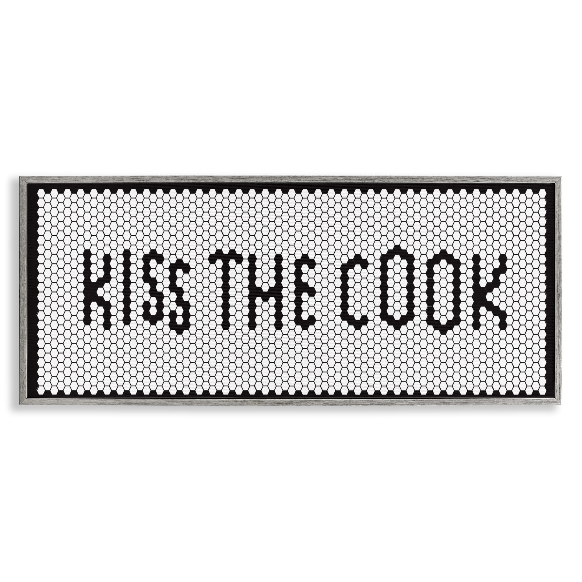 Stupell Industries Retro Kiss The Cook Gray Framed Giclee Art, design by Elizabeth Medley