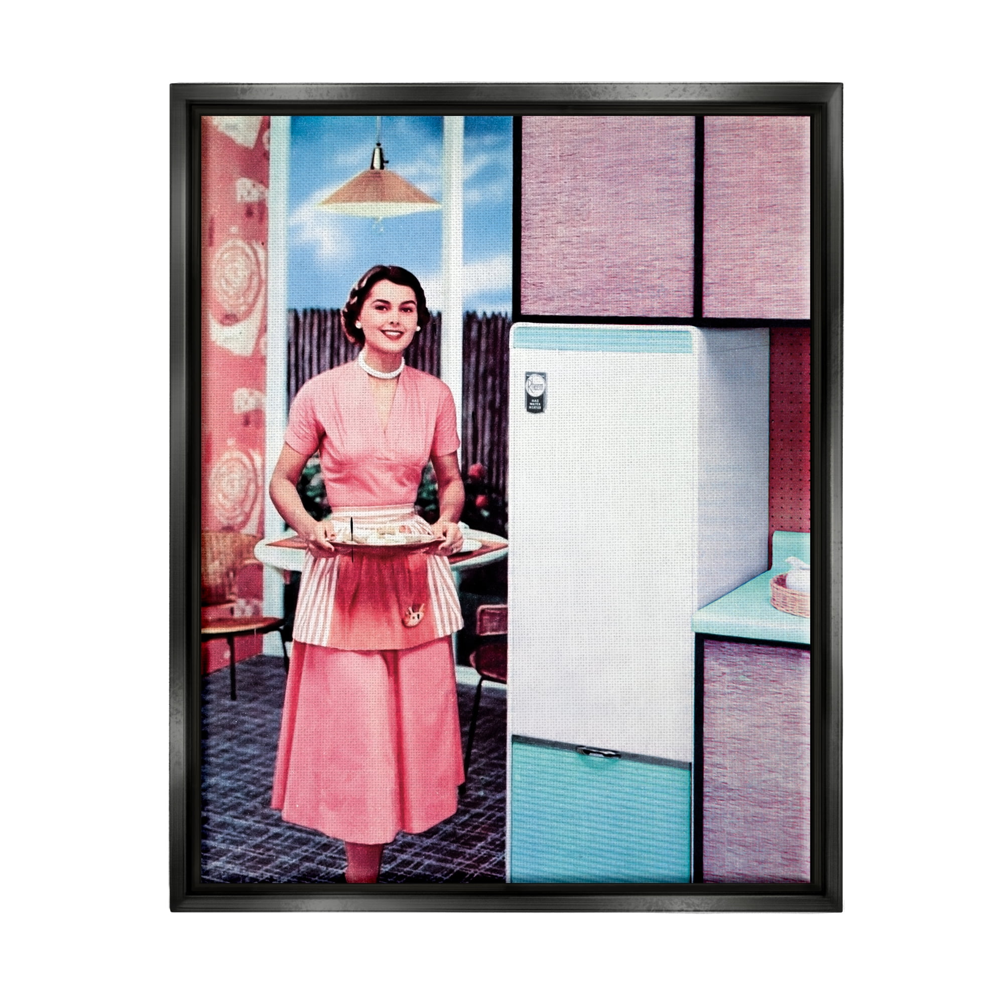 Stupell Industries Retro Kitchen Vintage Advertisement Beauty & Fashion Painting Black Floater Framed Art Print Wall Art