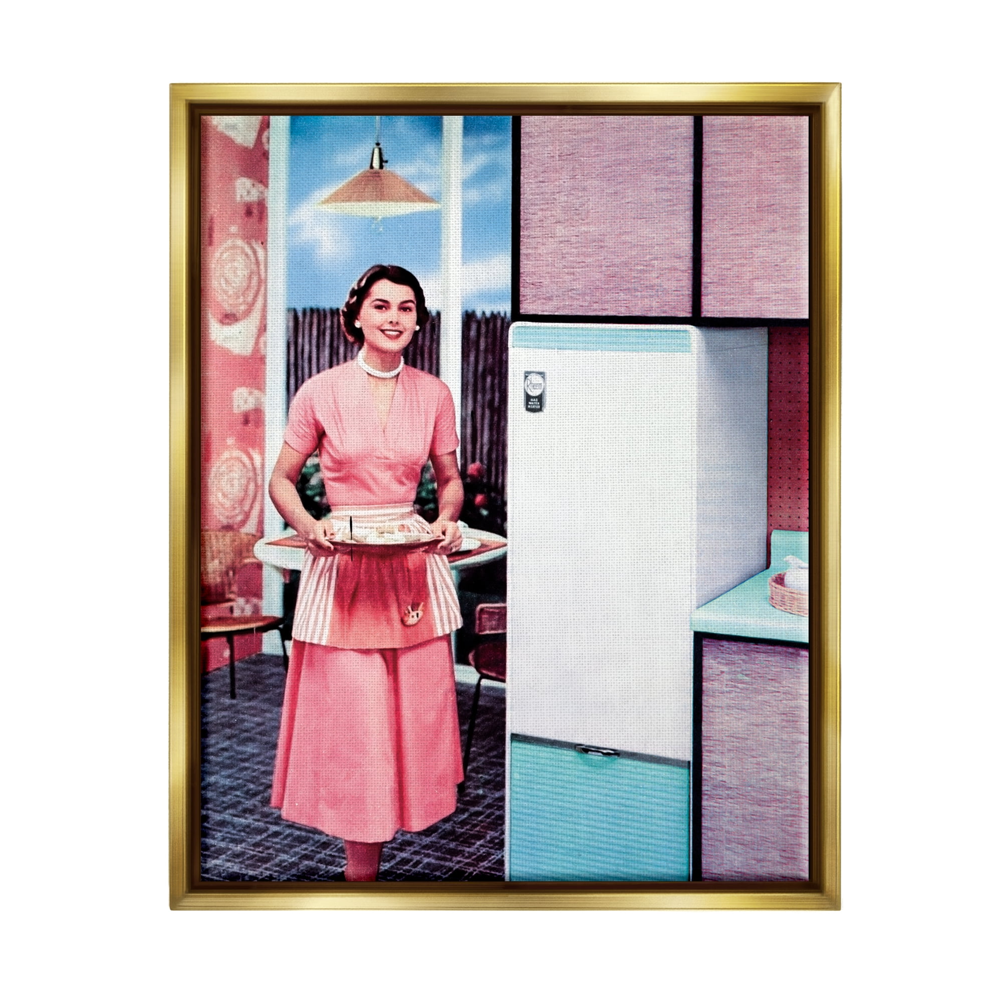 Stupell Industries Retro Kitchen Vintage Advertisement Beauty & Fashion Painting Gold Floater Framed Art Print Wall Art