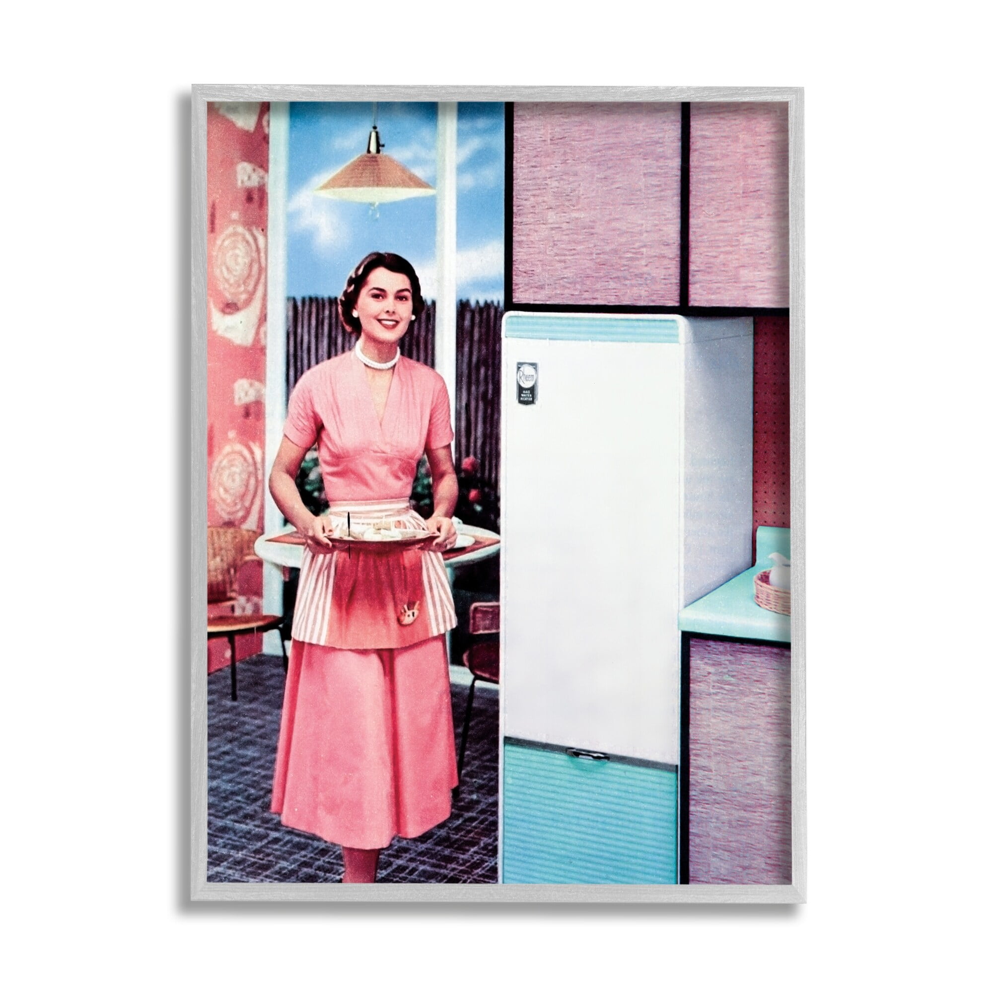 Retro Kitchen Vintage Advertisement Canvas Print with Gray Frame