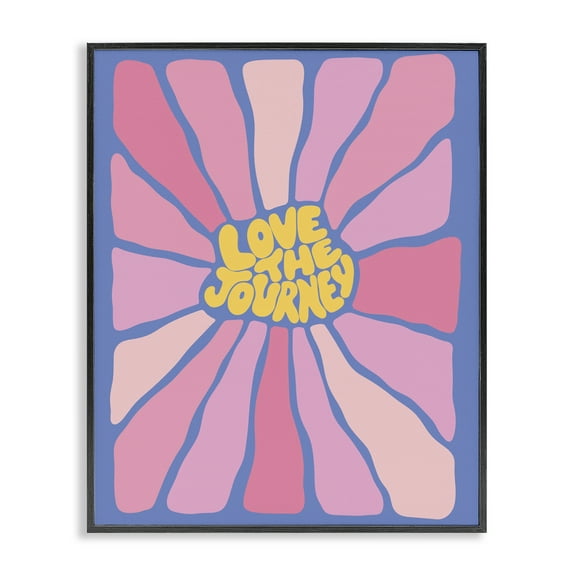 Stupell Industries Retro Love The Journey Text & Numbers Painting Black Framed Art Print Wall Art, 11 x 14