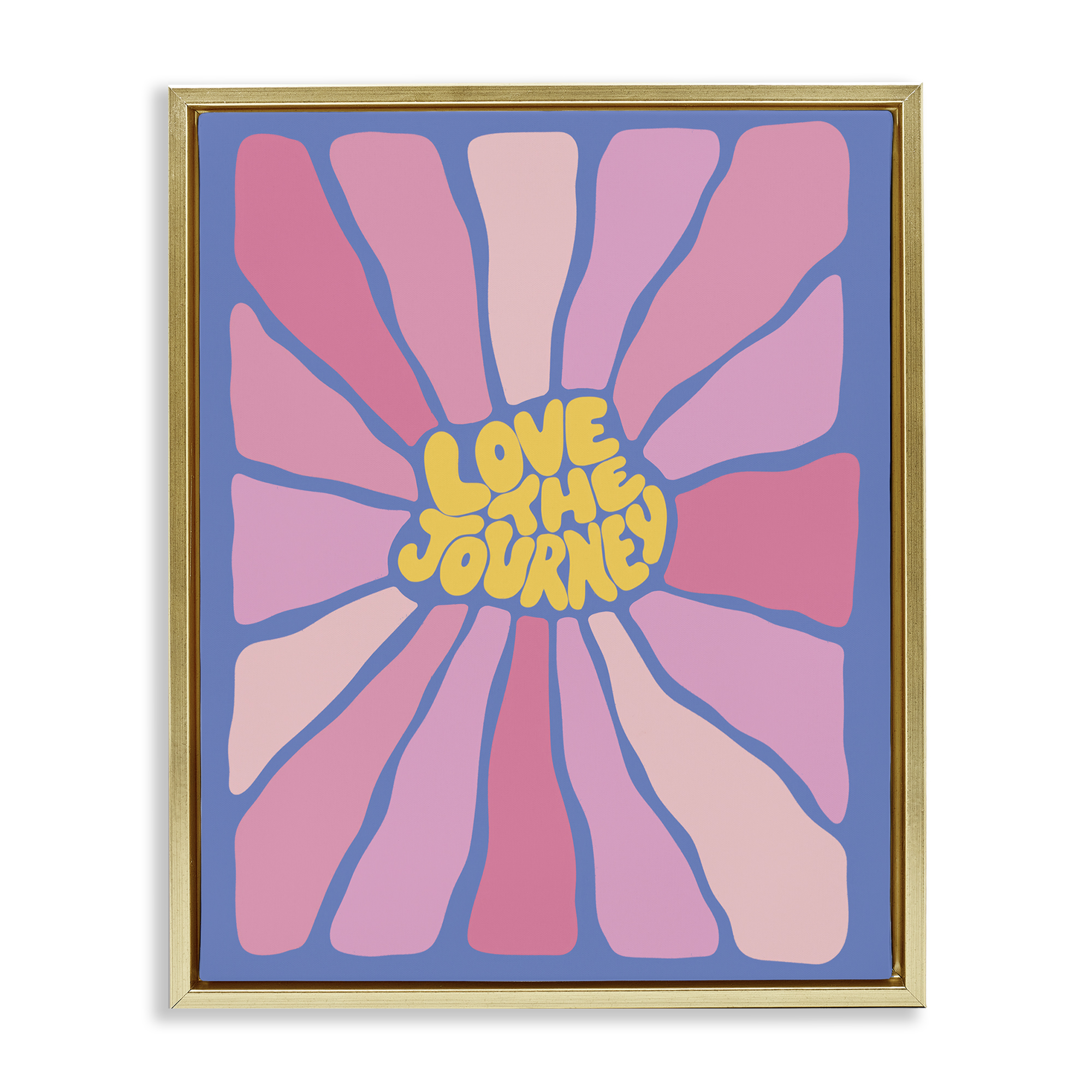 Stupell Industries Retro Love The Journey Text & Numbers Painting Gold Floater Framed Canvas Art Print Wall Art, 25 x 31