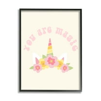 Stupell Industries Retro Magic Unicorn Phrase Fairy Tales & Fantasy Painting Black Framed Art Print Wall Art, 11 x 14