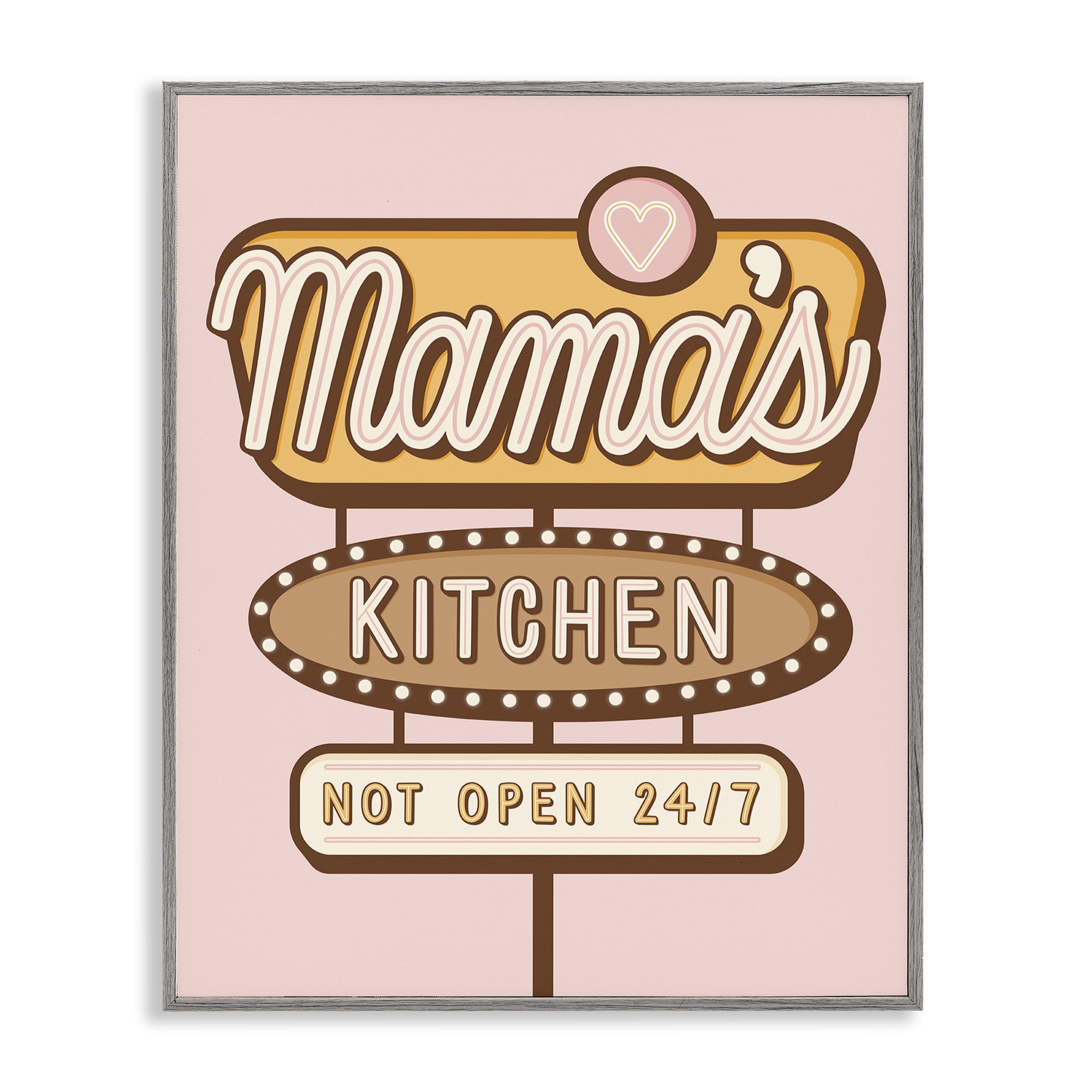 Stupell Industries Retro Mama's Kitchen Text & Numbers Painting Gray Framed Art Print Wall Art, 24 x 30