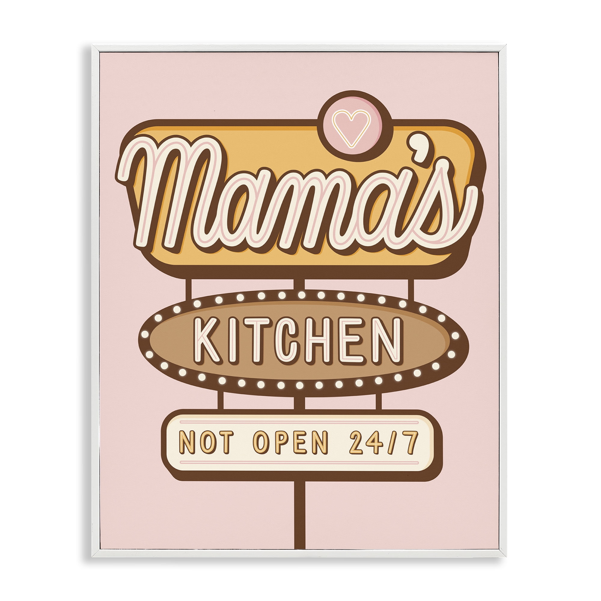 Stupell Industries Retro Mama's Kitchen Text & Numbers Painting White Framed Art Print Wall Art, 24 x 30