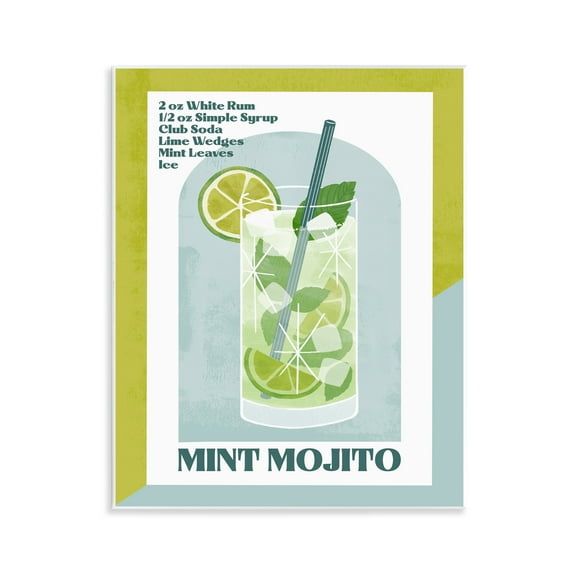 Stupell Industries Retro Mint Mojito Recipe Food & Beverage Painting Unframed Art Print Wall Art, 11 x 14