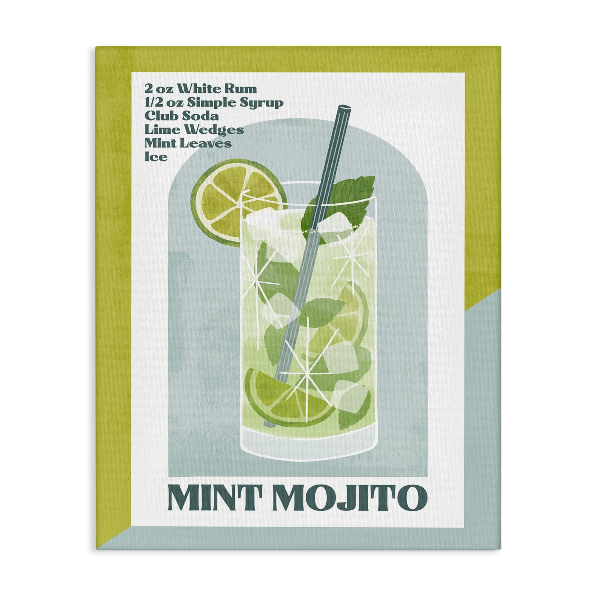 Stupell Industries Retro Mint Mojito Recipe Food & Beverage Painting Wrapped Canvas Art Print Wall Art, 30 x 40