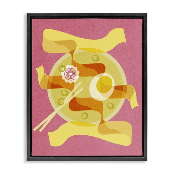Stupell Industries Retro Mod Ramen Bowl Food & Beverage Painting Black Floater Framed Canvas Art Print Wall Art, 25 x 31