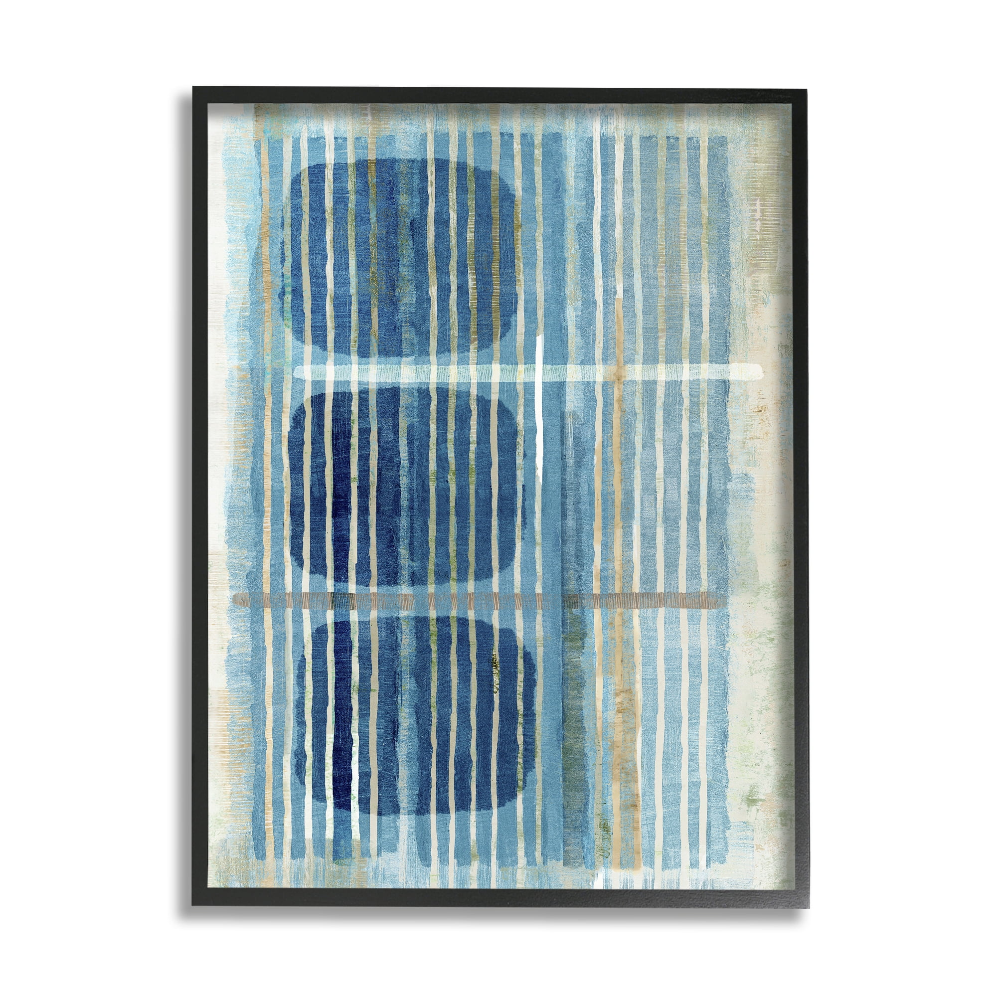 Stupell Industries Retro Mod Shapes Blue Beige Stripes Modern Painting, 11 x 14, Design by Flora Kouta