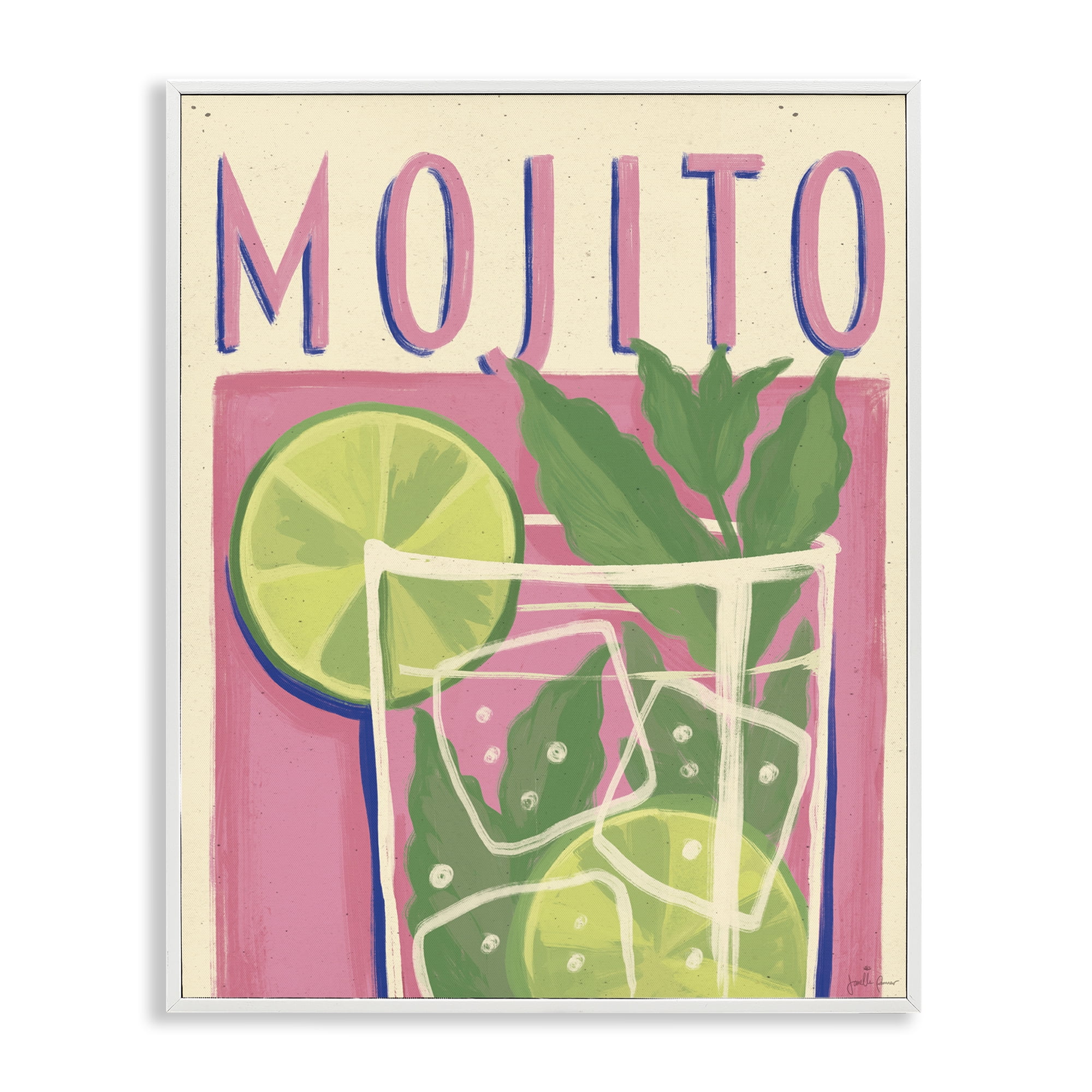 Stupell Industries Retro Mojito Cocktail Food & Beverage Painting White Framed Art Print Wall Art, 16 x 20