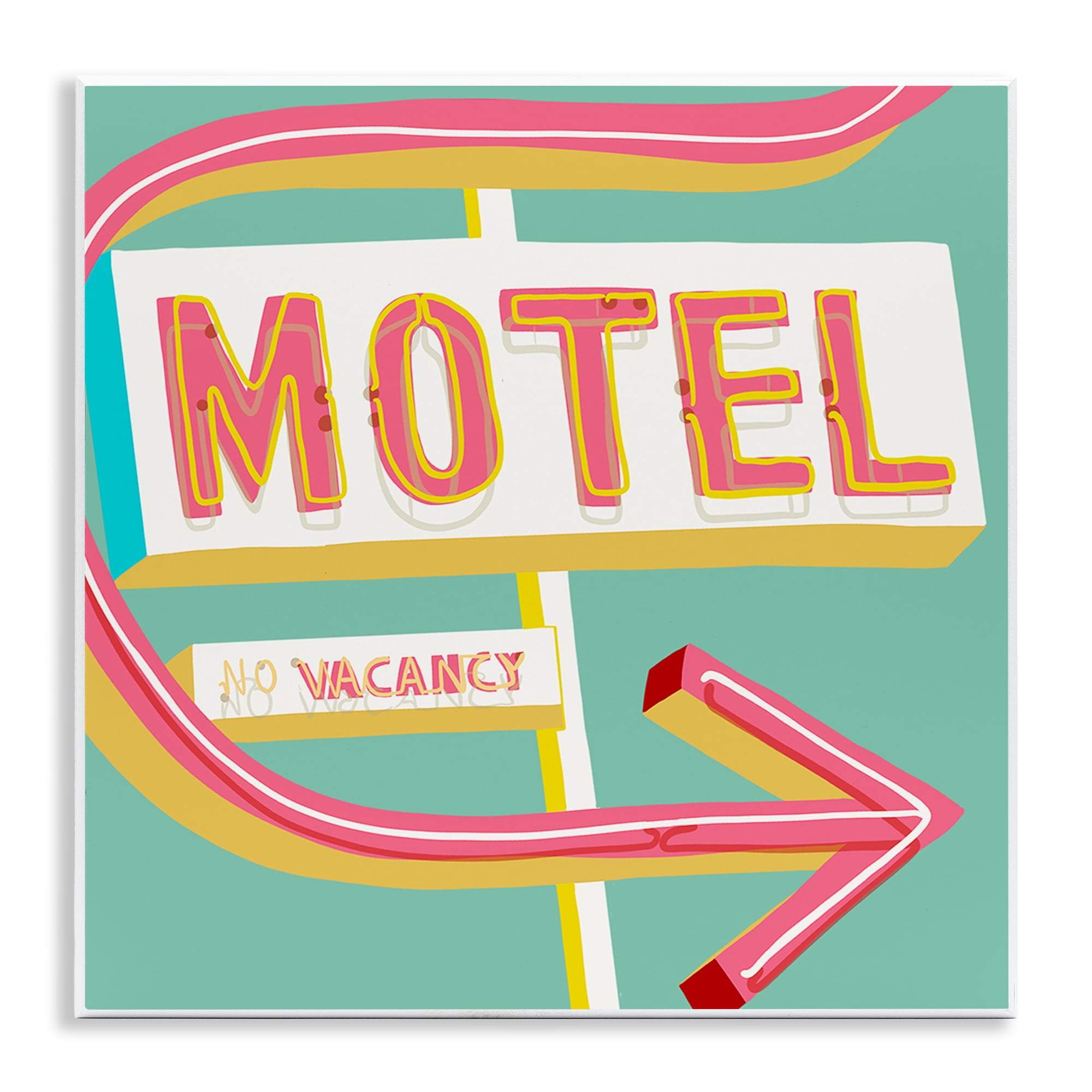 Stupell Industries Retro Motel Vacancy Text & Numbers Painting Unframed Art Print Wall Art, 12 x 12