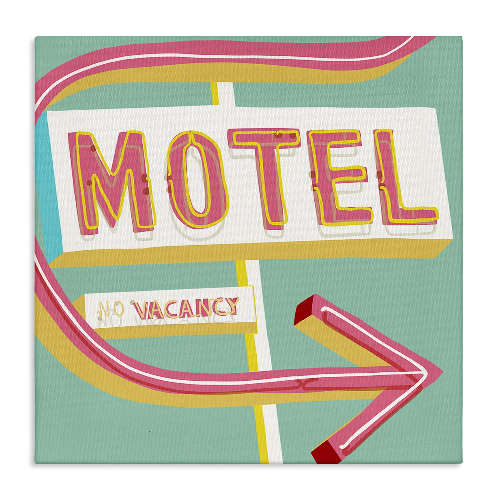 Stupell Industries Retro Motel Vacancy Text & Numbers Painting Wrapped Canvas Art Print Wall Art, 30 x 30