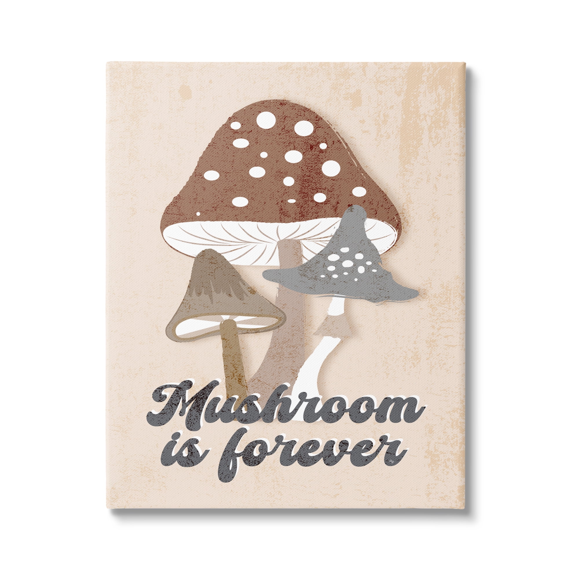 Stupell Industries Retro Mushroom is Forever Botanical & Floral Painting Gallery Wrapped Canvas Art Print Wall Art, 24 x 30