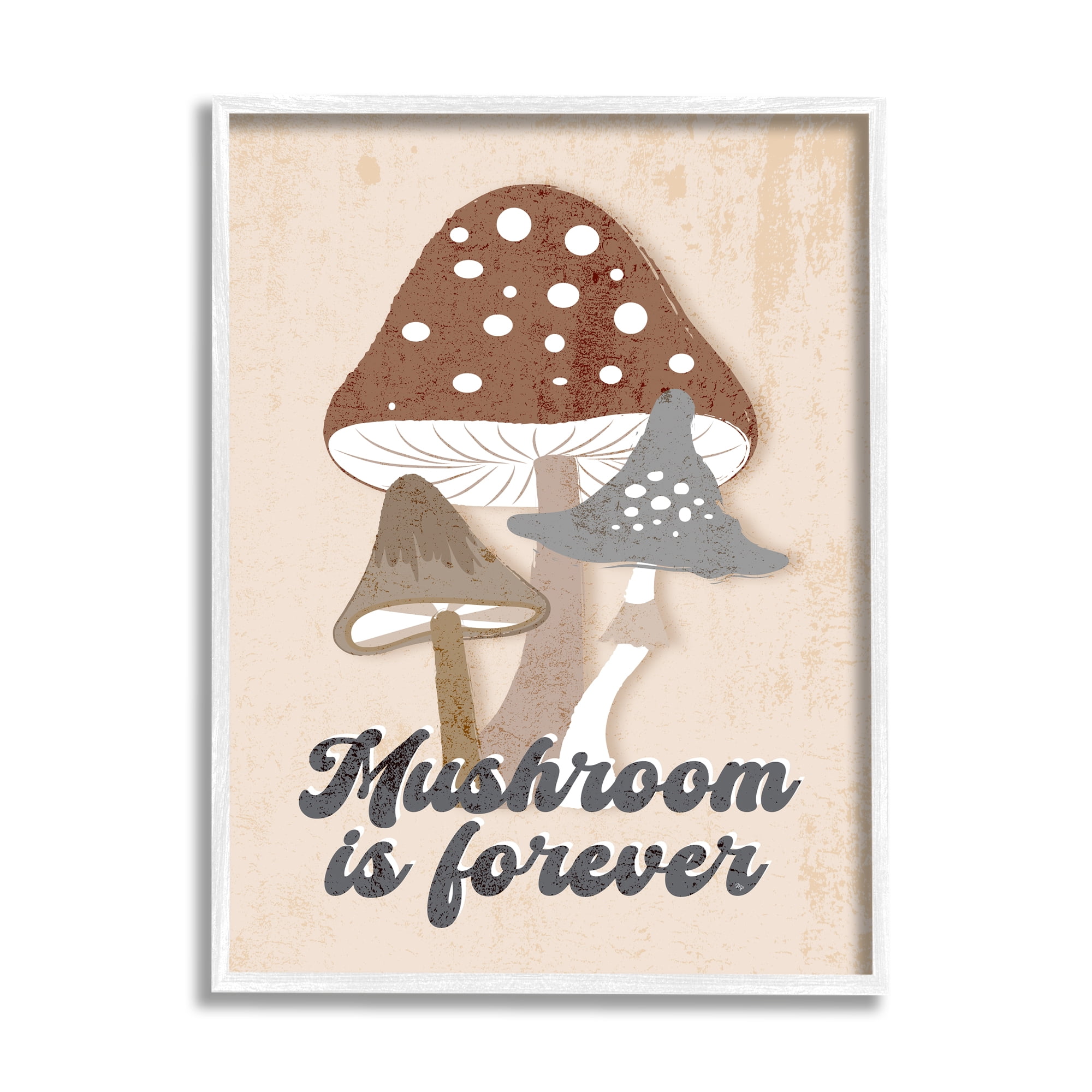 Stupell Industries Retro Mushroom is Forever Botanical & Floral Painting White Framed Art Print Wall Art, 24 x 30