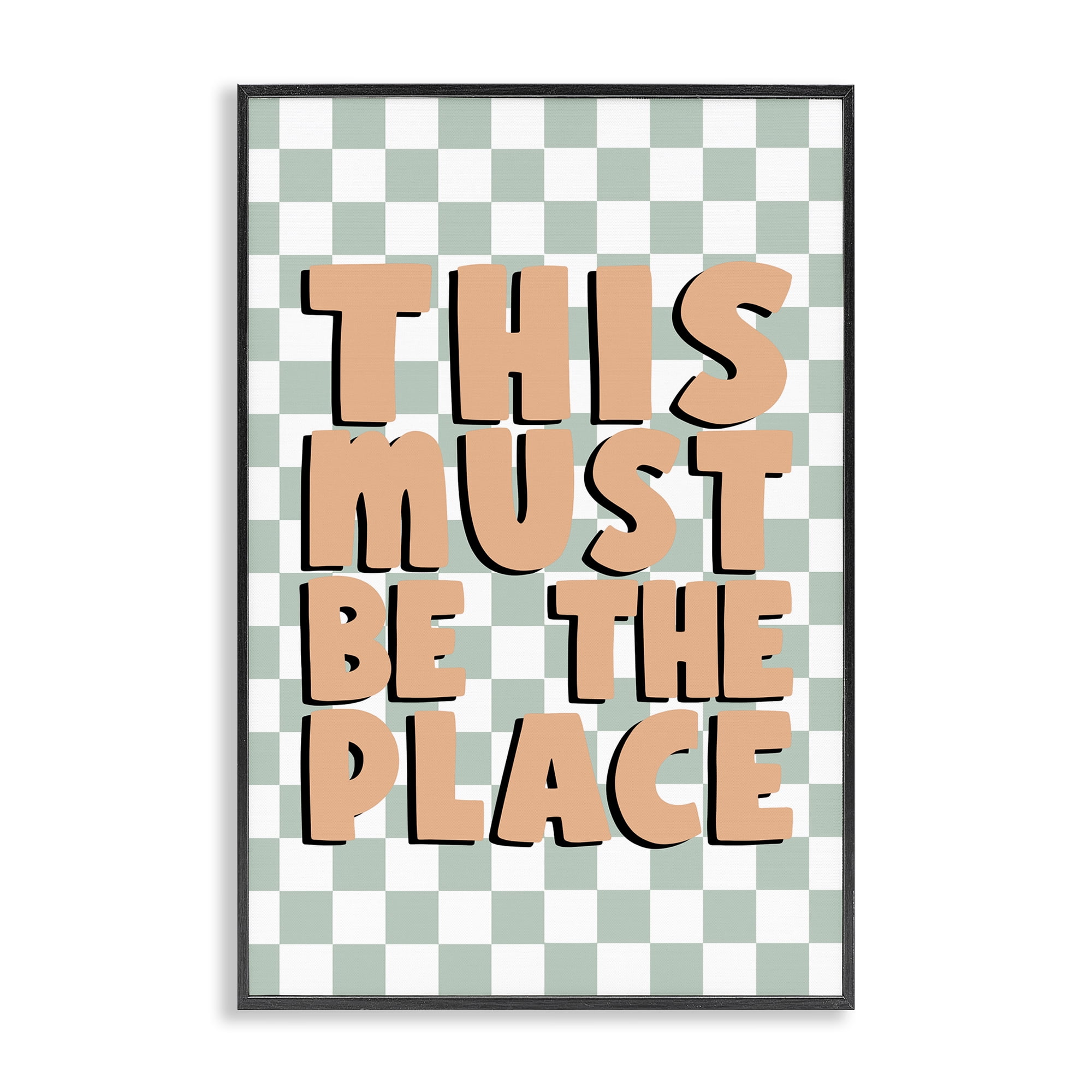 Stupell Industries Retro Must Be The Place Text & Numbers Painting Black Framed Art Print Wall Art, 20 x 30