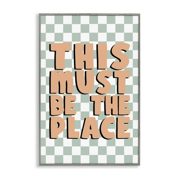Stupell Industries Retro Must Be The Place Text & Numbers Painting Gray Framed Art Print Wall Art, 20 x 30