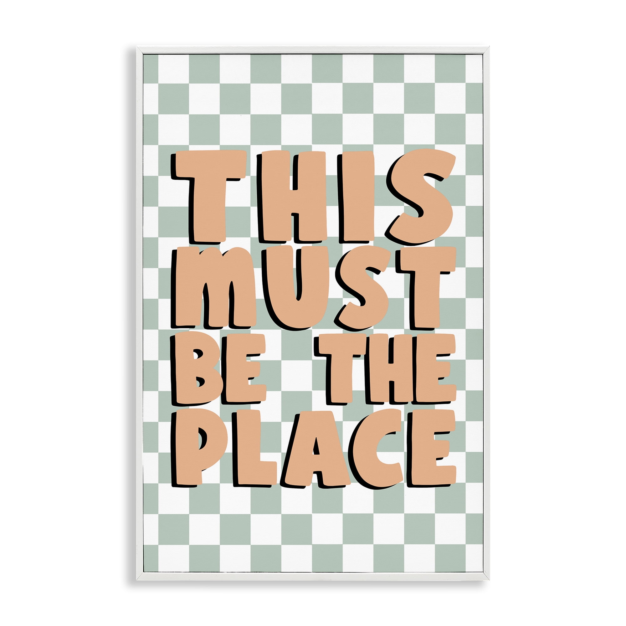 Stupell Industries Retro Must Be The Place Text & Numbers Painting White Framed Art Print Wall Art, 12 x 18