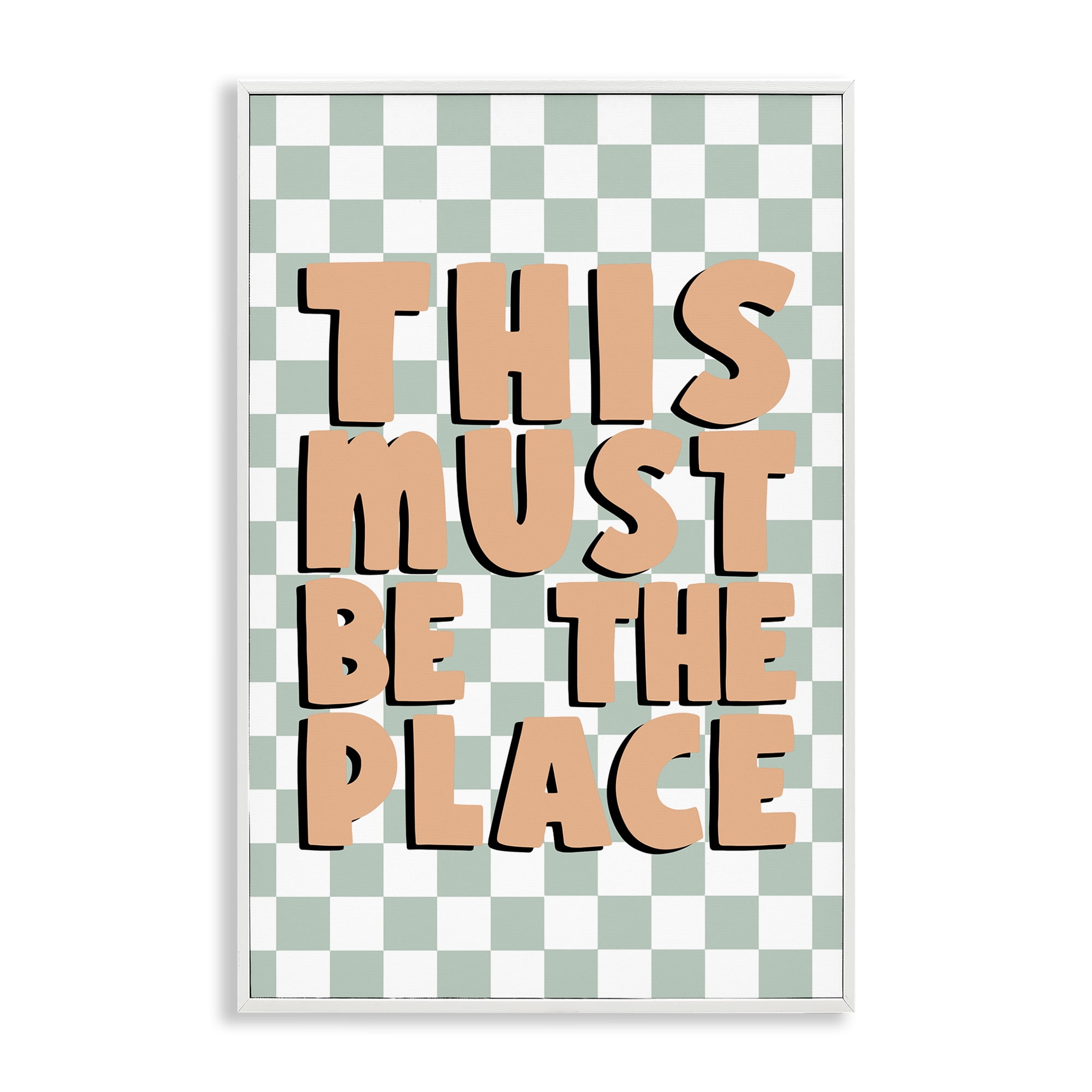 Stupell Industries Retro Must Be The Place Text & Numbers Painting White Framed Art Print Wall Art, 20 x 30