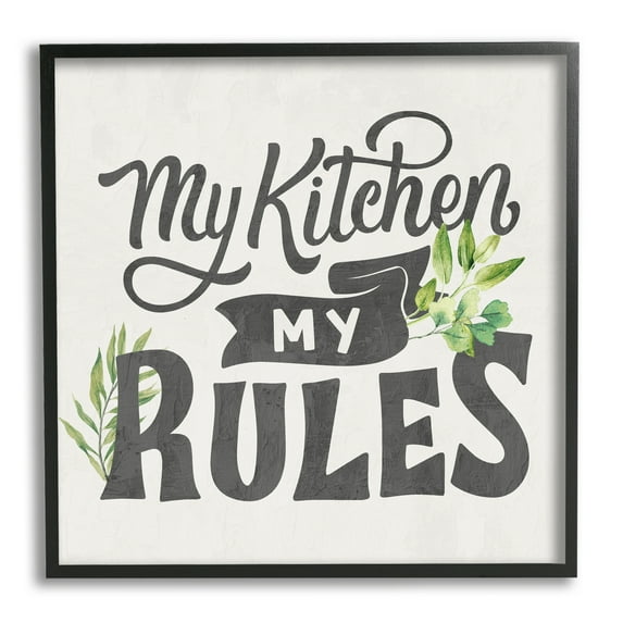 Stupell Industries Retro My Kitchen Rules Food & Beverage Painting Black Framed Art Print Wall Art, 24 x 24
