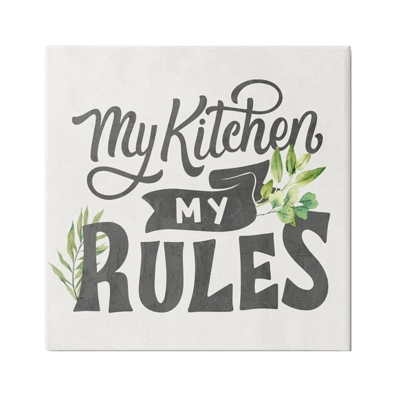 Stupell Industries Retro My Kitchen Rules Food & Beverage Painting Gallery Wrapped Canvas Print Wall Art, 17 x 17