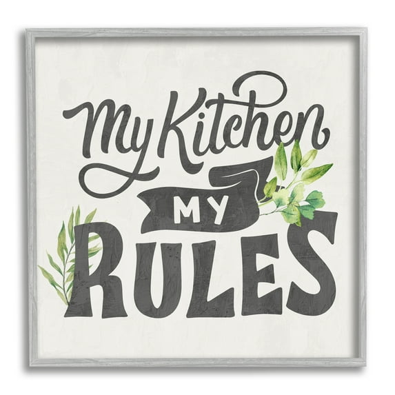 Stupell Industries Retro My Kitchen Rules Food & Beverage Painting Gray Framed Art Print Wall Art, 24 x 24