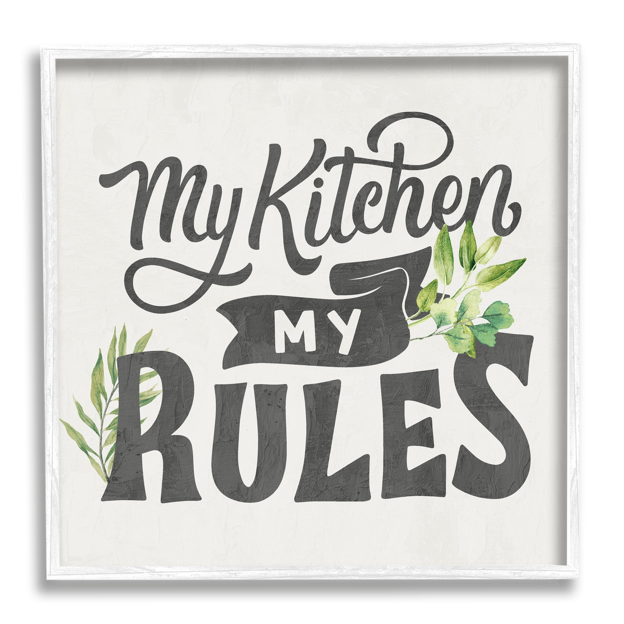 Stupell Industries Retro My Kitchen Rules Food & Beverage Painting White Framed Art Print Wall Art, 24 x 24