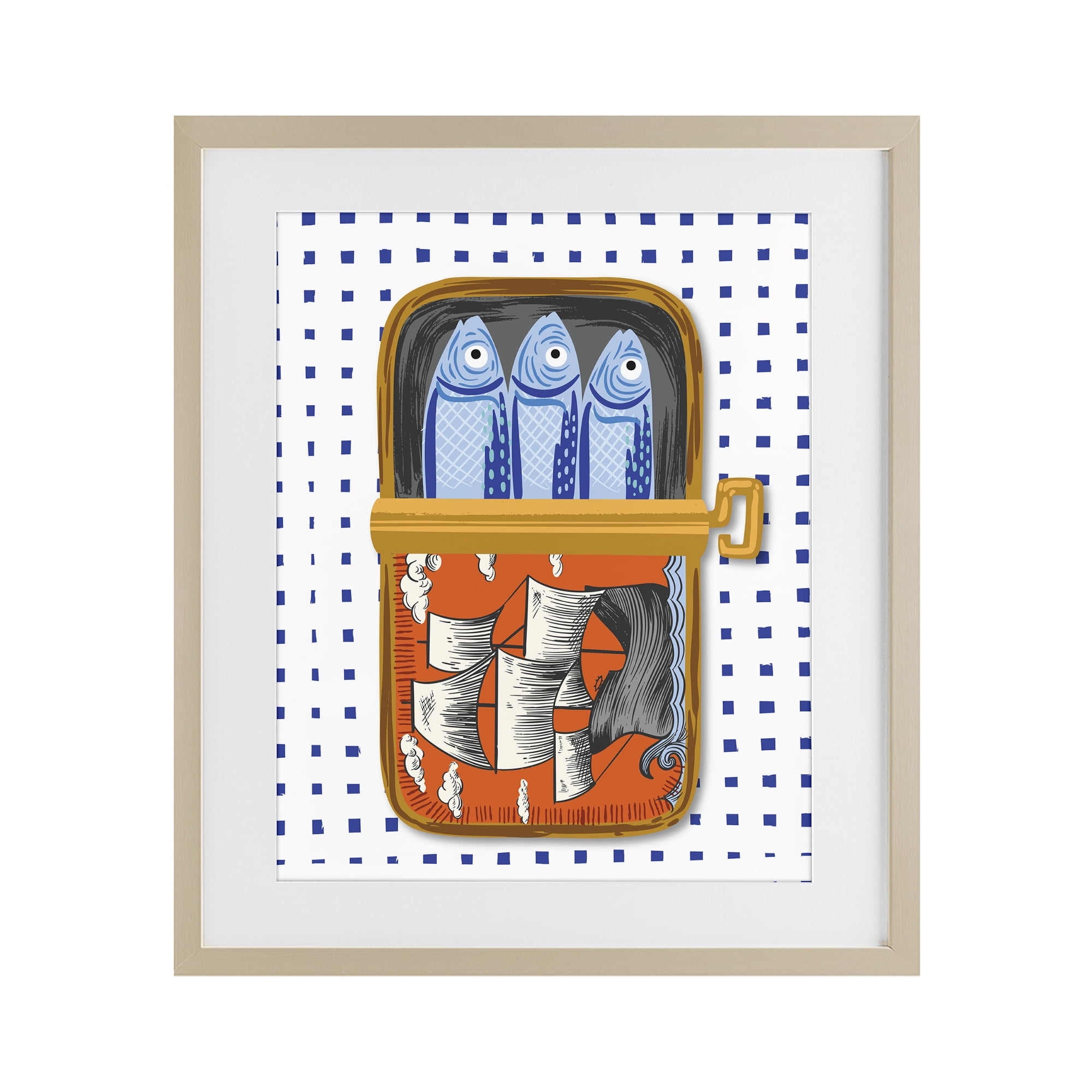 Stupell Industries Retro Nautical Sardines Tin Birch Framed Print Under Glass, design by Arrolynn Weiderhold