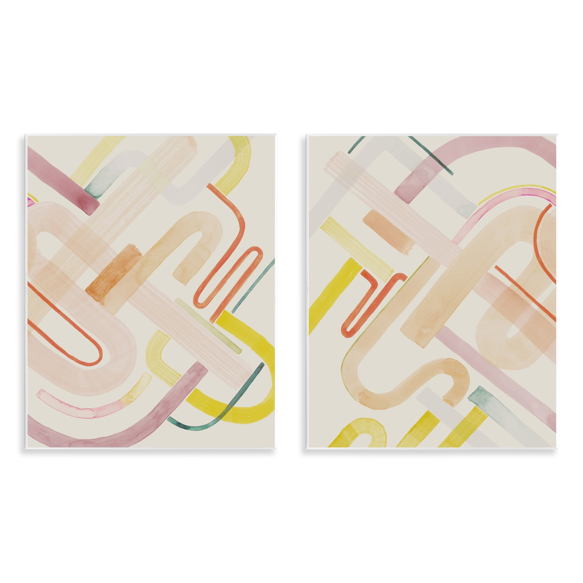 Stupell Industries Retro Neutral Patterns Abstract Painting Unframed ...