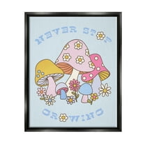 Stupell Industries Retro Never Stop Growing Botanical & Floral Painting Black Floater Framed Canvas Art Print Wall Art, 17 x 21