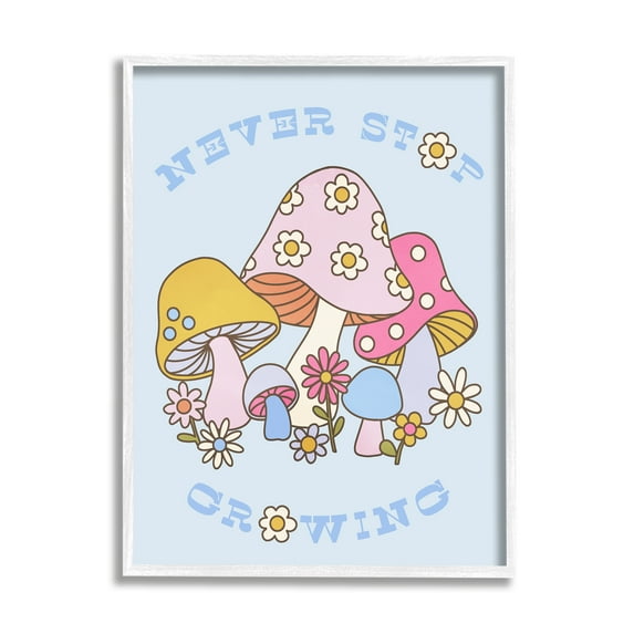 Stupell Industries Retro Never Stop Growing Botanical & Floral Painting White Framed Art Print Wall Art, 16 x 20