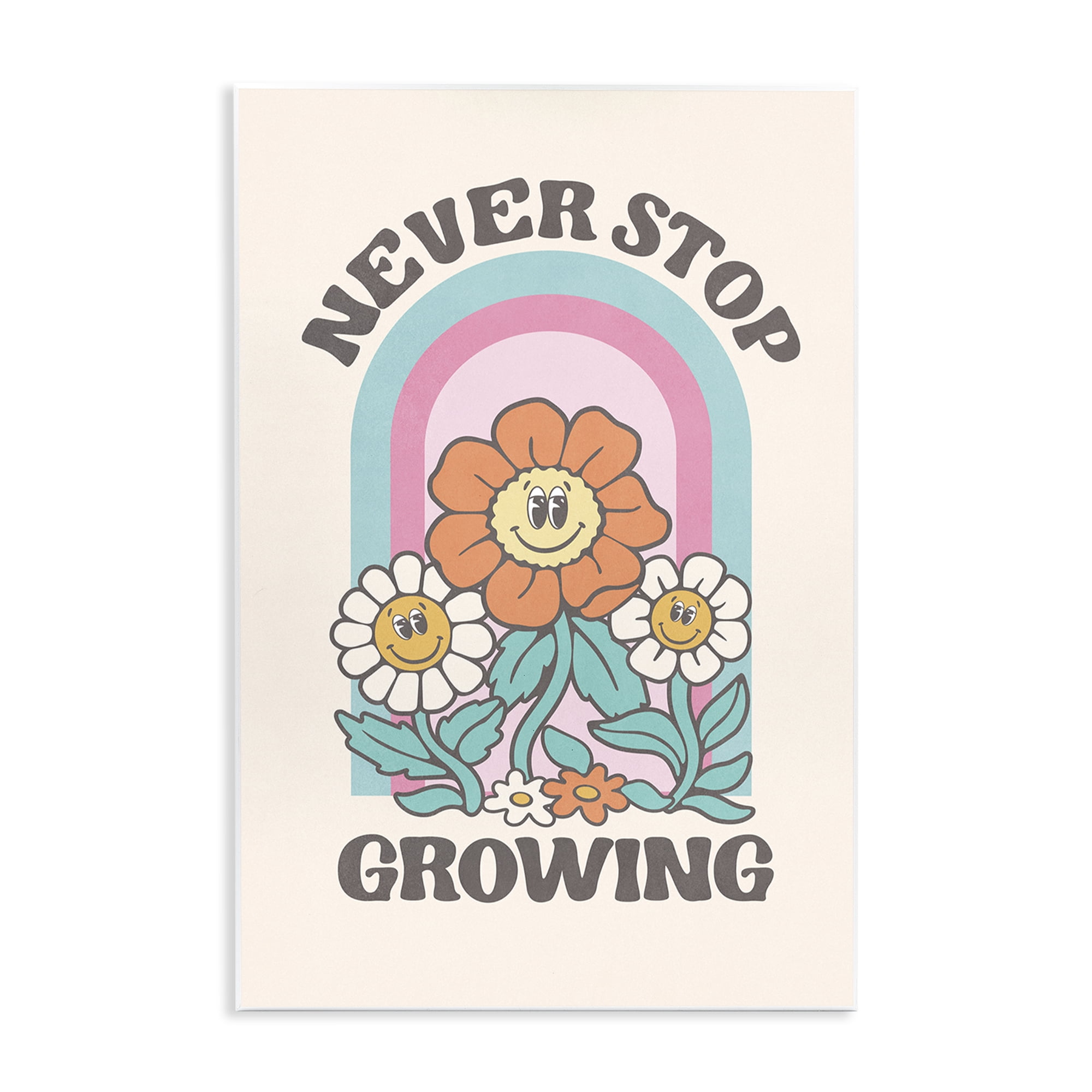 Stupell Industries Retro Never Stop Growing Plants & Flowers Painting Unframed Art Print Wall Art, 13 x 19
