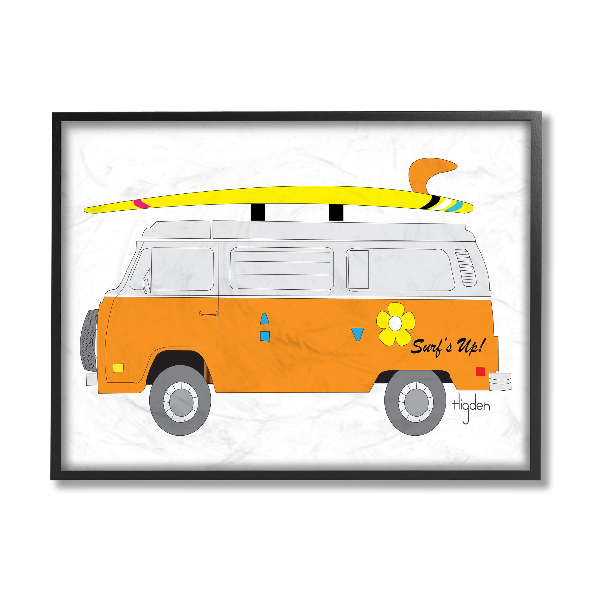 Stupell Industries Retro Orange Beach Cruiser Surf Sport Black Framed by Mark Higden