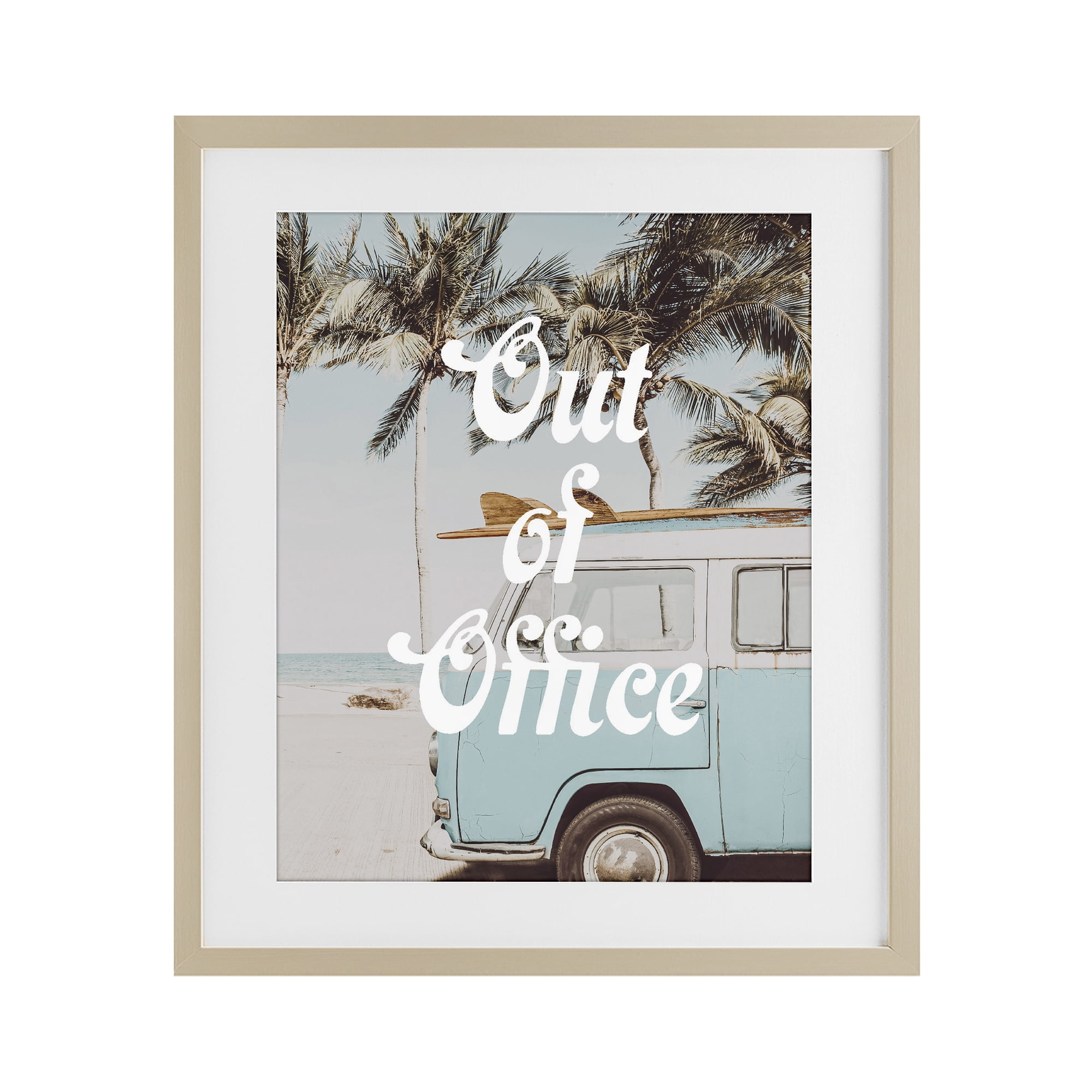 Stupell Industries Retro Out Of Office Beach Birch Framed Print Under Glass, design by Lil' Rue