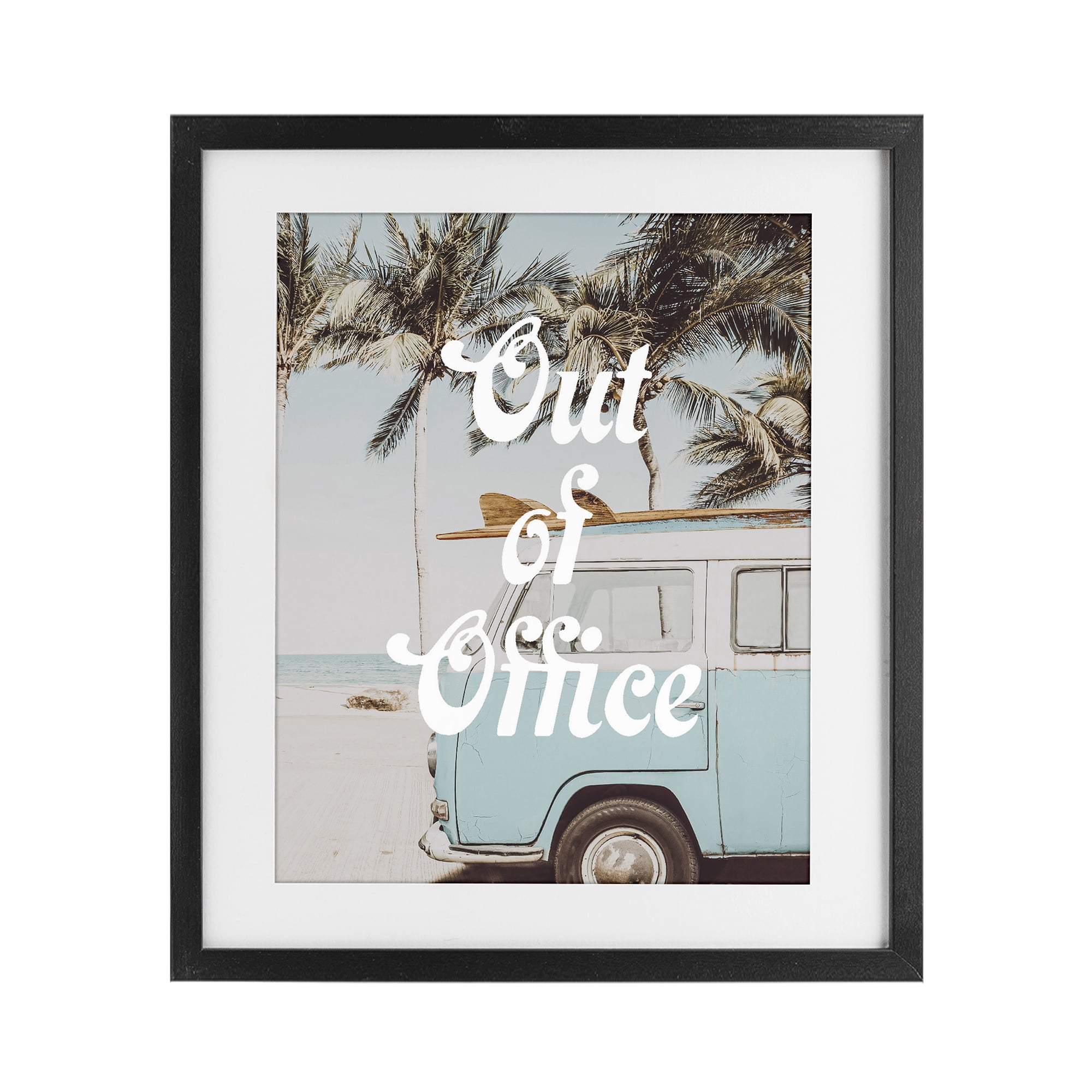 Stupell Industries Retro Out Of Office Beach Black Framed Print Under Glass, design by Lil' Rue