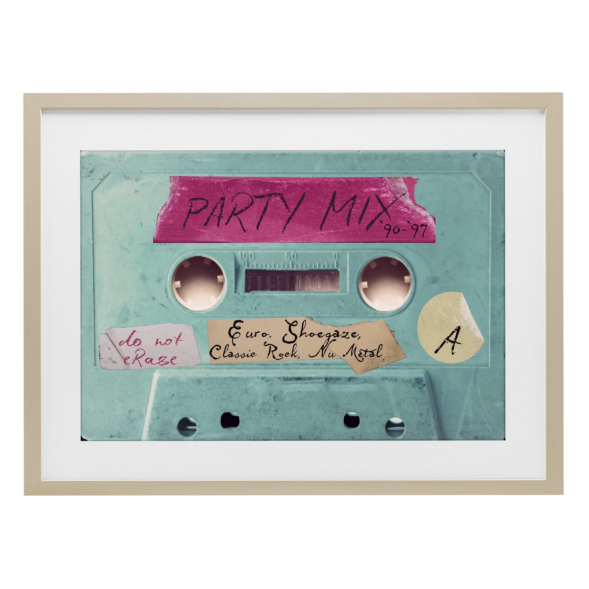 Stupell Industries Retro Party Mix Cassette Birch Framed Print Under Glass, design by Annabelle Hall