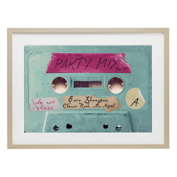 Stupell Industries Art Deco Retro Party Mix Cassette Birch Framed Print Under Glass, 20 x 14, by Annabelle Hall