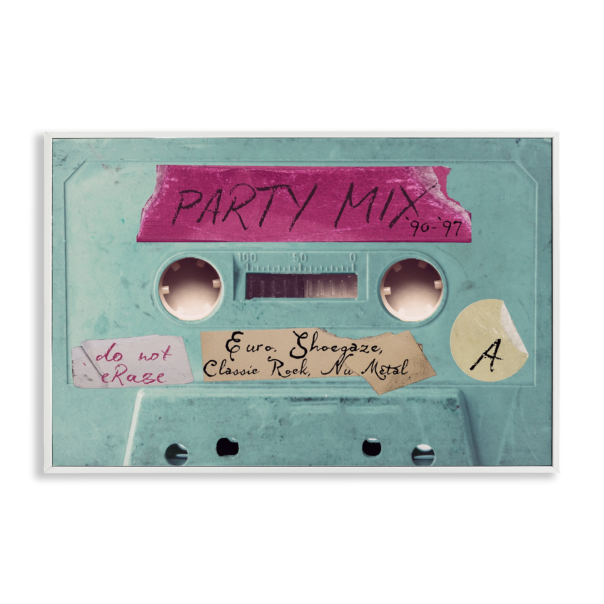 Stupell Industries Retro Party Mix Cassette White Framed Giclee Art, design by Annabelle Hall