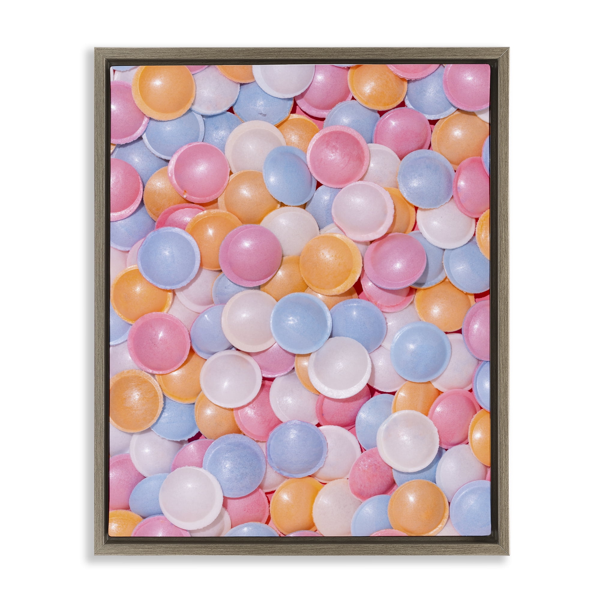 Stupell Industries Retro Pastel Candies Brown Framed Floater Canvas Wall Art, design by LISH Creative