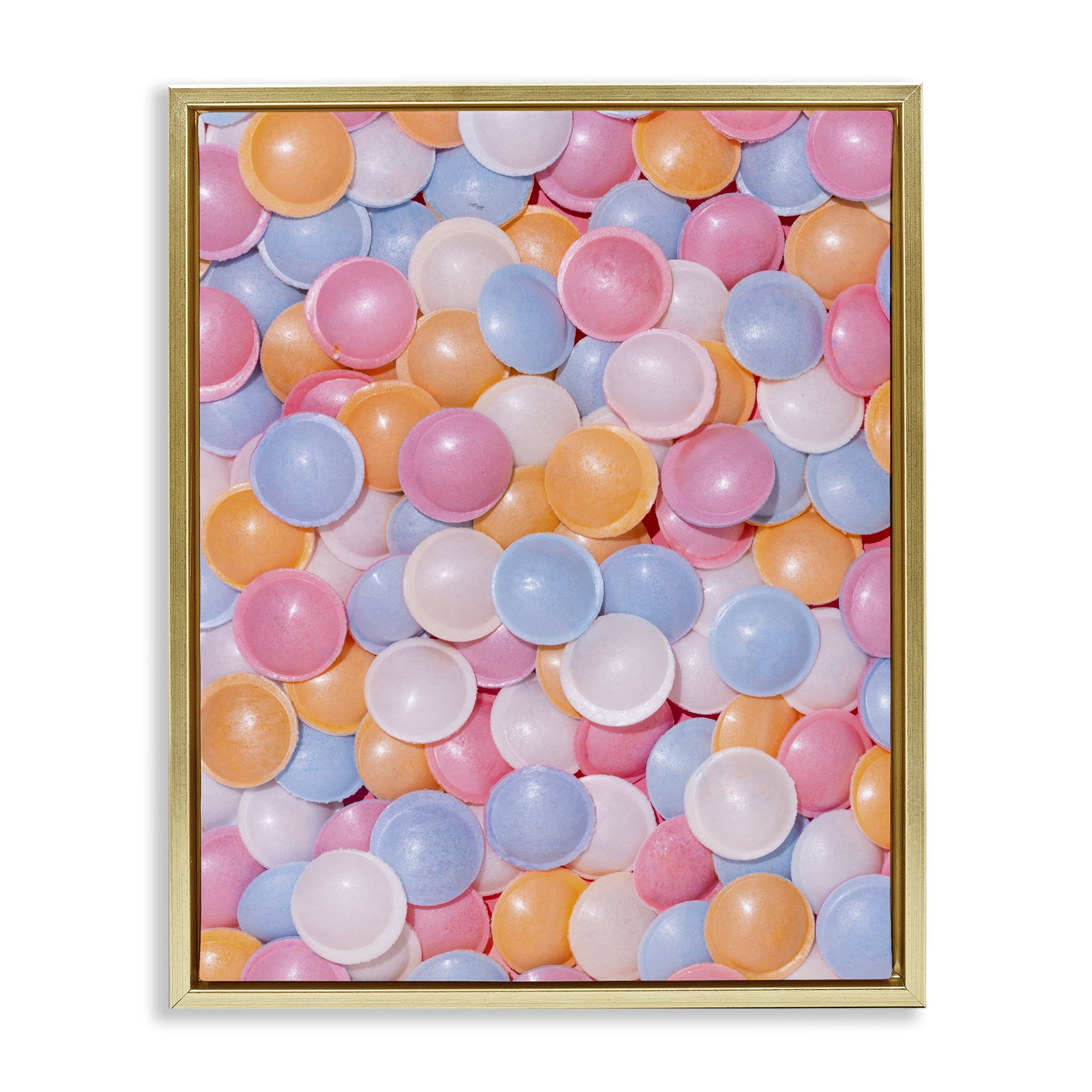 Stupell Industries Retro Pastel Candies Gold Framed Floater Canvas Wall Art, design by LISH Creative