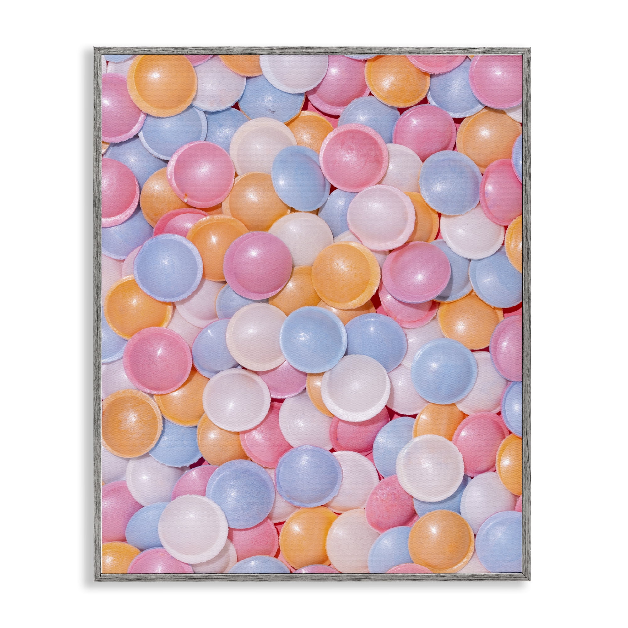 Stupell Industries Retro Pastel Candies Gray Framed Giclee Art, design by LISH Creative