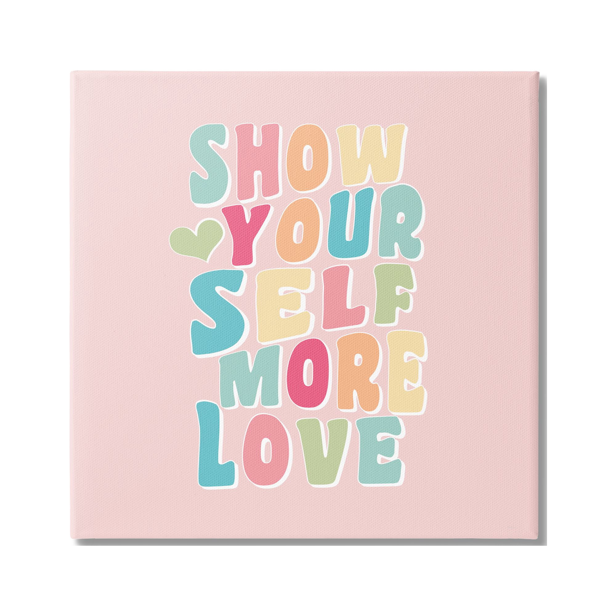 Stupell Industries Retro Pastel Self Love Inspirational Painting Gallery Wrapped Canvas Art Print Wall Art, 24 x 24