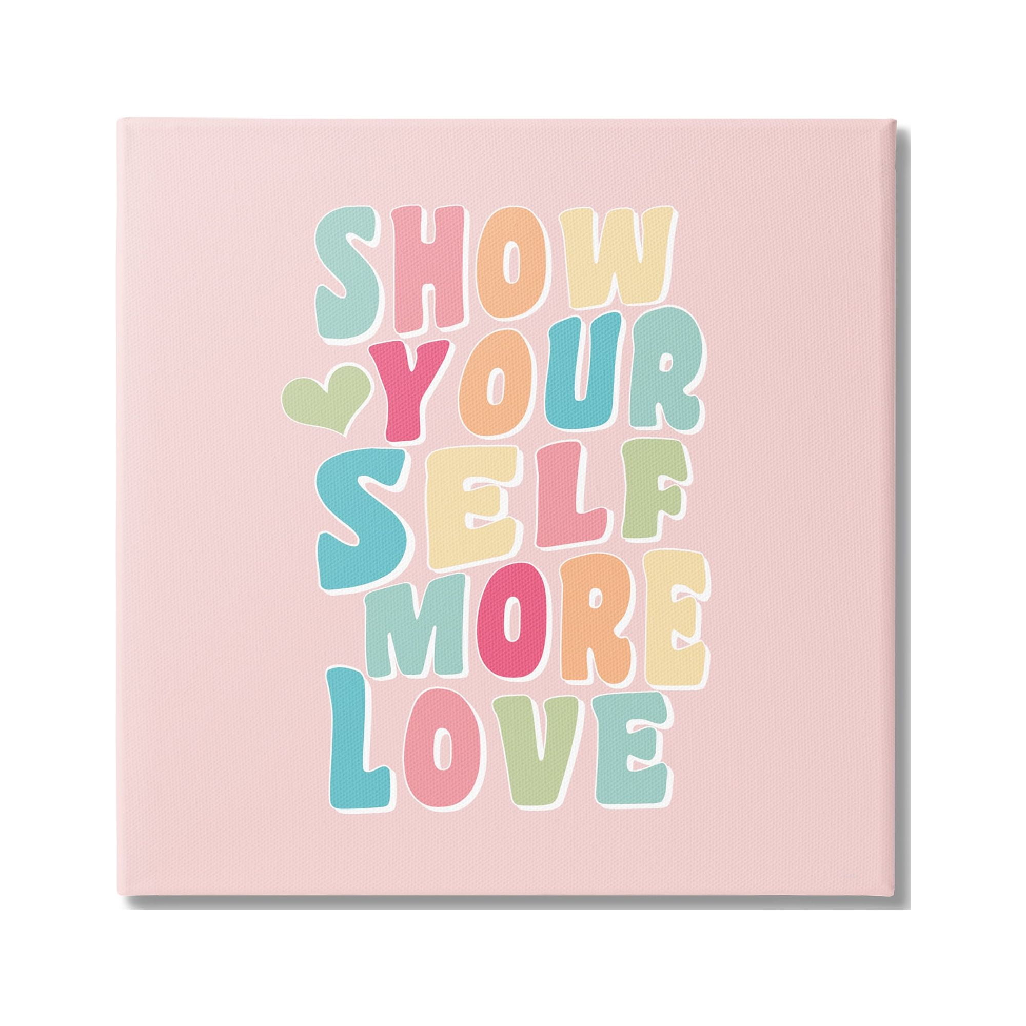 Stupell Industries Retro Pastel Self Love Inspirational Painting Gallery Wrapped Canvas Art Print Wall Art, 30 x 30